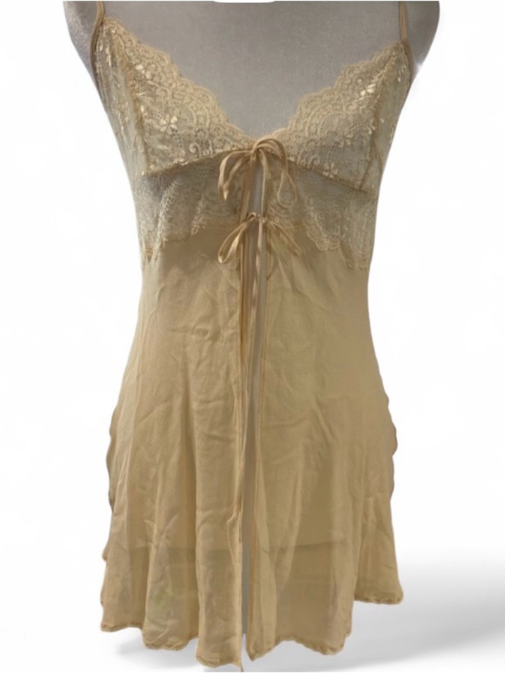 Authentic Vintage NWT Victoria's Secret sheer  chiffon babydoll slip w/thong